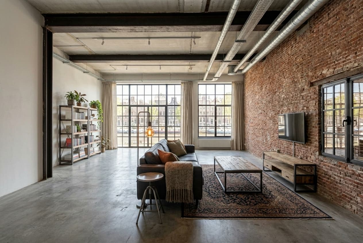 Industrieel interieur styling voorbeeld