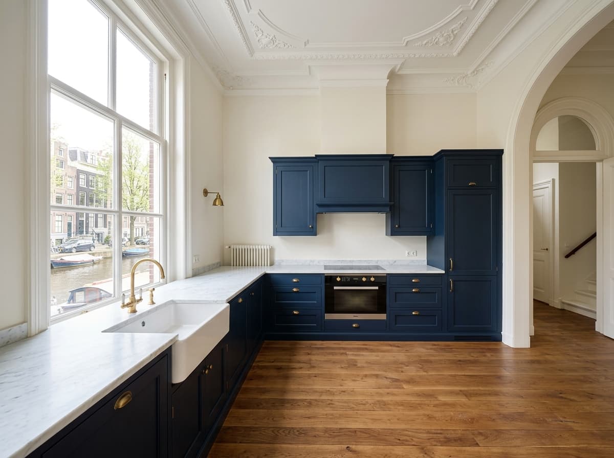 Lege keuken — grachtenpand voor Luxe Herenhuis styling