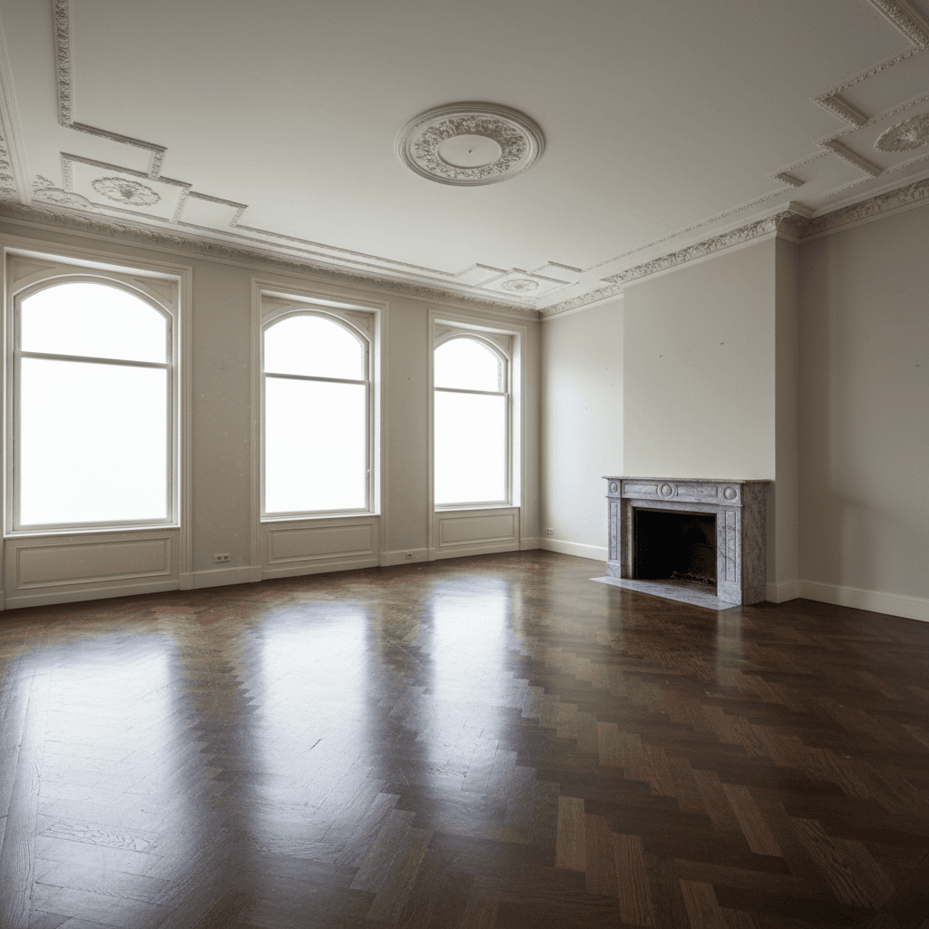 Lege woonkamer — grachtenpand voor Luxe Herenhuis styling