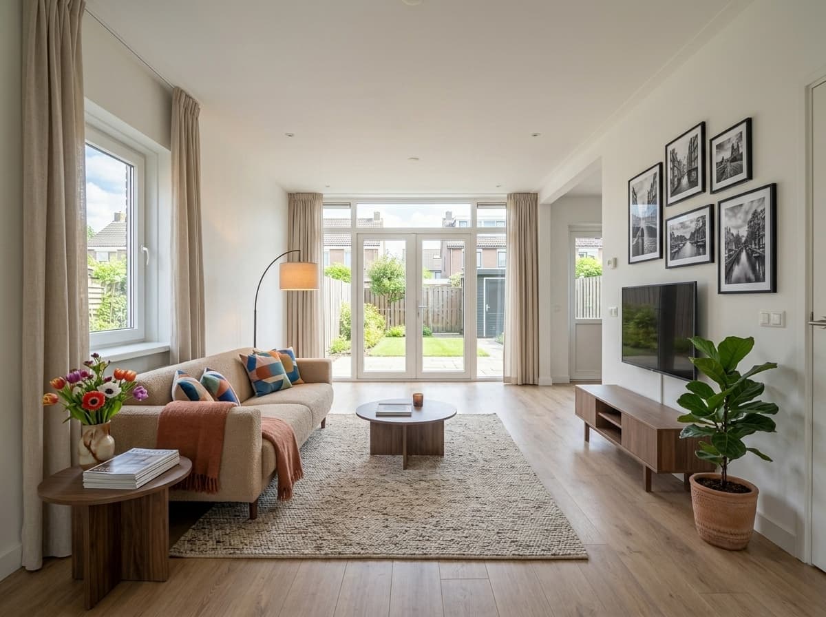 Woonkamer — Rijtjeshuis in Modern Nederlands stijl