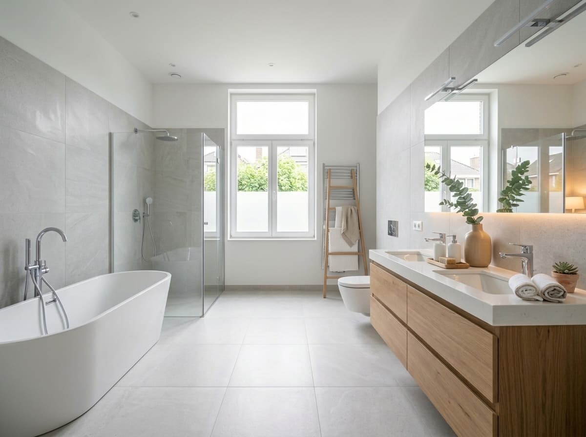 Badkamer — Vrijstaand in Scandinavisch stijl