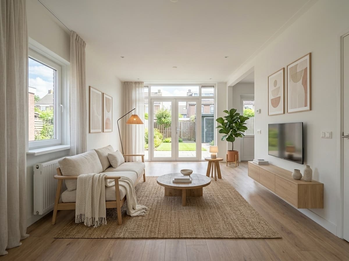 Woonkamer — Rijtjeshuis in Scandinavisch stijl