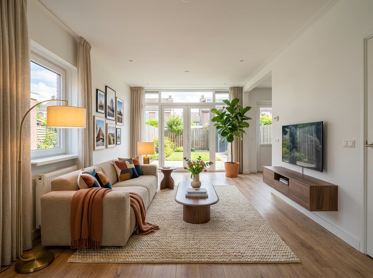 Woonkamer na AI verkoopstyling in Modern Nederlands
